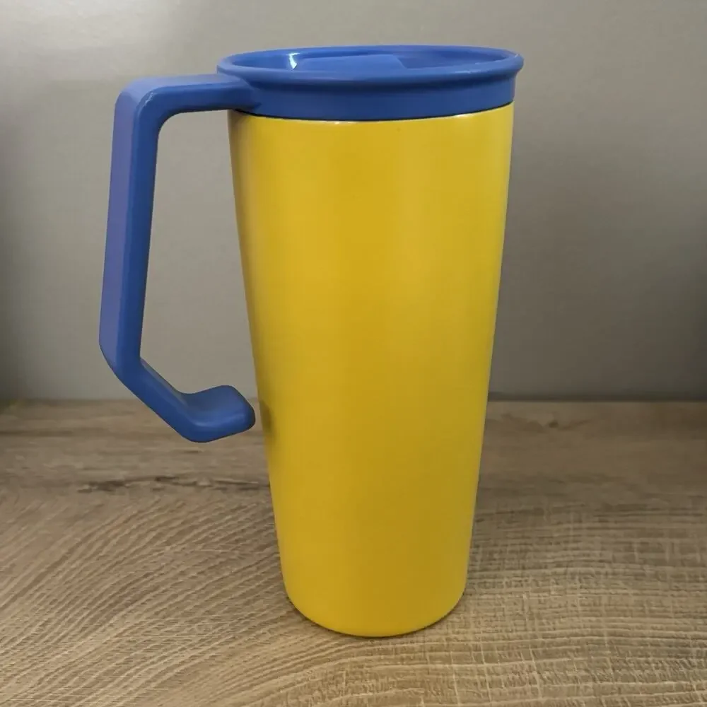 Starbucks Tumbler Korea 2022 SS Summer Yellow Chubby Handle 473ml 16 Oz Hot Cold